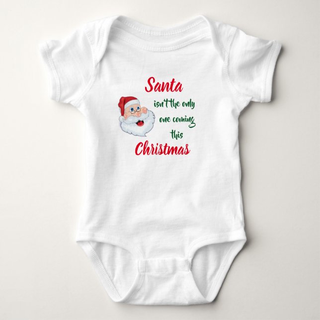 Santa - Christmas Baby Announcement Baby Bodysuit (Front)