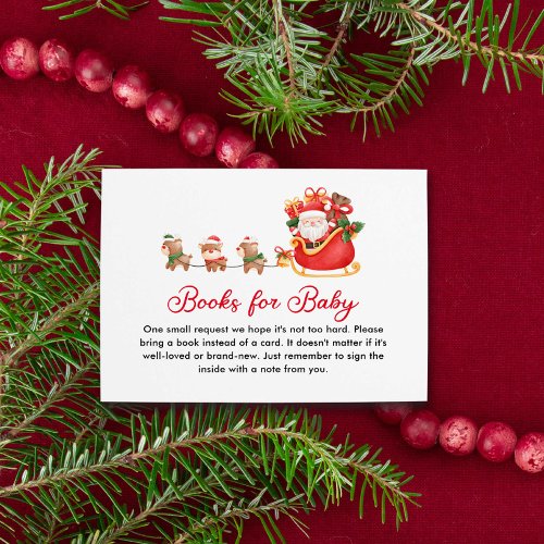 Santa Christmas Baby Shower Book Request Enclosure Card