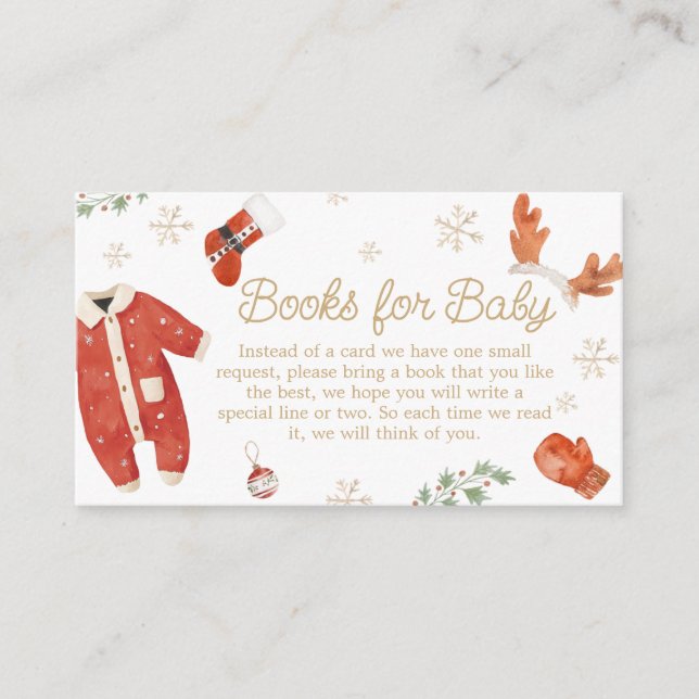 Santa Christmas Baby Shower Books for Baby Enclosure Card (Front)