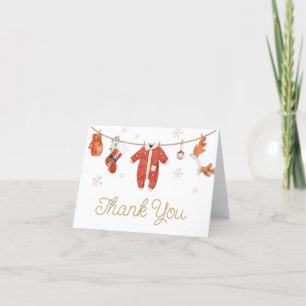 Santa Christmas Baby Shower Letterpress Thank You Card