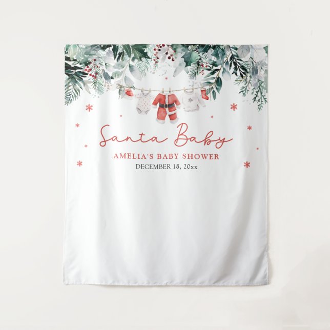 Santa Christmas Baby Shower Photo Booth Backdrop (Front)