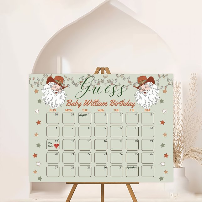 Santa Christmas Birthday Guess Due Date Calendar Foam Board (Creator Uploaded)