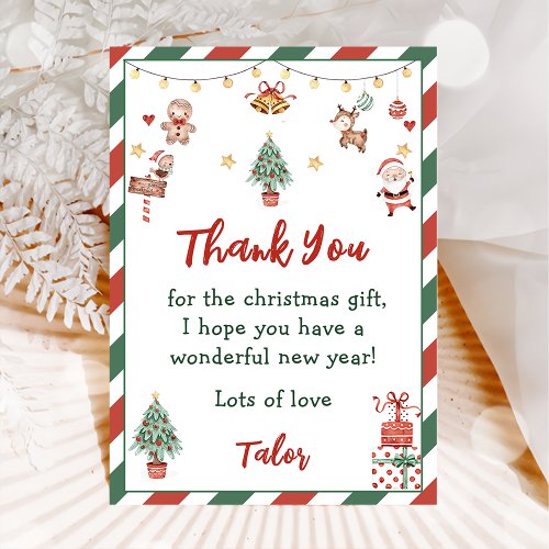 Santa Christmas Birthday Party Thank You Card