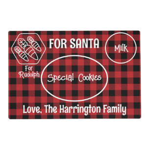 Santa Christmas Cookies Special Plaid Laminated Placemat
