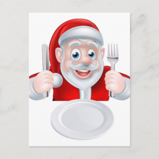 Santa Christmas Dinner Holiday Postcard