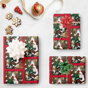 Santa Christmas Dragon Fantasy Wrapping Paper Sheets