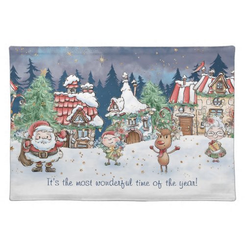 Santa Christmas Elf Rudolph Tissue Paper Cloth Placemat