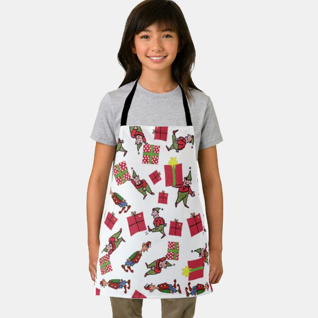 Santa Christmas Elves girls chef apron (Insitu)