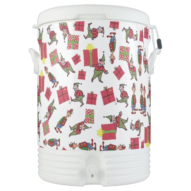 Santa Christmas Elves Igloo beverage cooler 10 gal (Front)