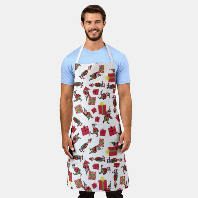 Santa Christmas Elves men chef apron (Worn)