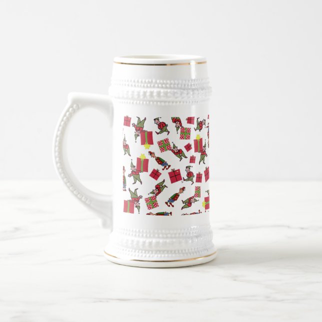 Santa Christmas Elves stein (Left)