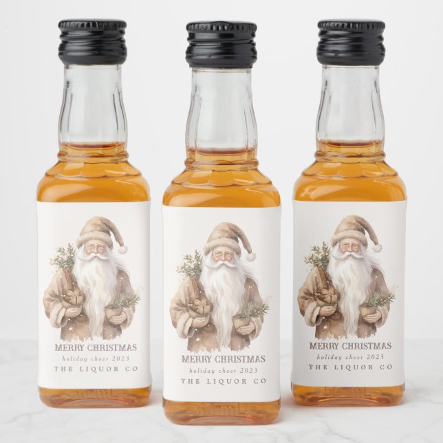 Santa Christmas Favors Mini Liquor Bottle Labels  (Bottles)