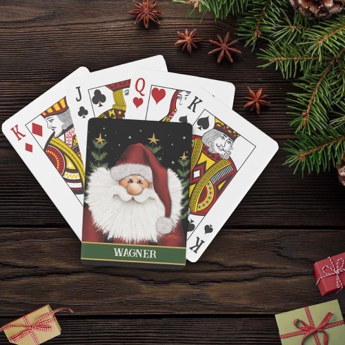 Santa Christmas Festive Custom Name Inspirivity Playing Cards