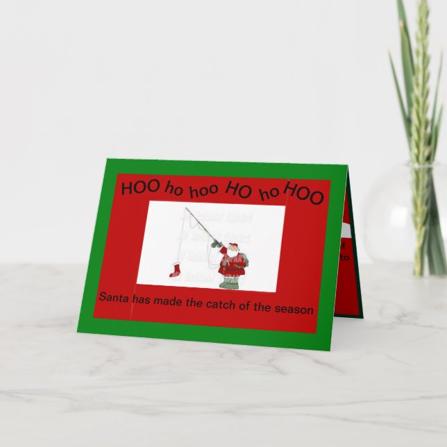 Santa Christmas Fishing on a Christmas Card (Front)