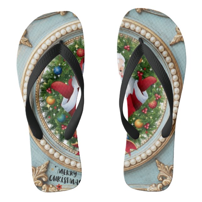 Santa Christmas  Flip Flops (Footbed)