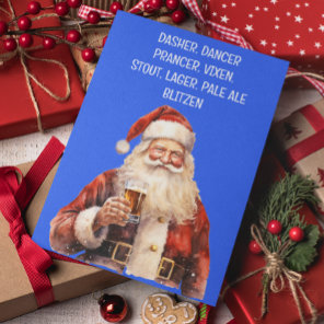 Santa Christmas Funny Reindeer Names Beer Holiday Card
