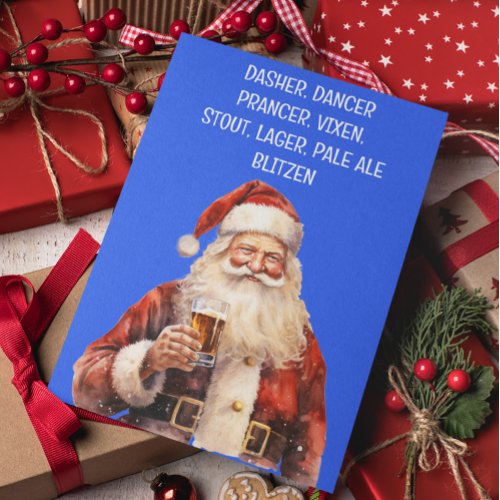 Santa Christmas Funny Reindeer Names Beer Holiday Card