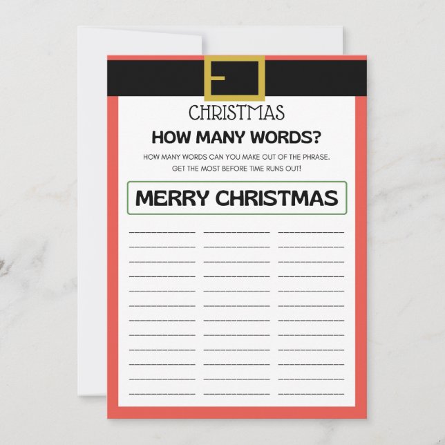 Santa Christmas Game - Not Editable -  Invitation (Front)