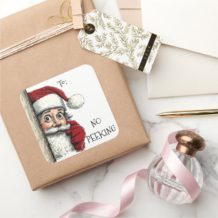 Santa christmas gift No Peeking  Square Sticker