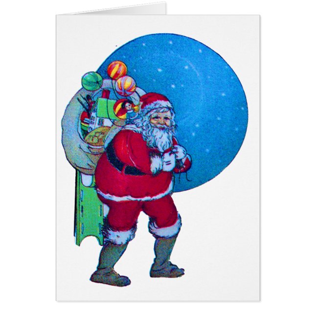 SANTA,CHRISTMAS GIFT SACK AND TOYS IN STARRY SKY   (Front)