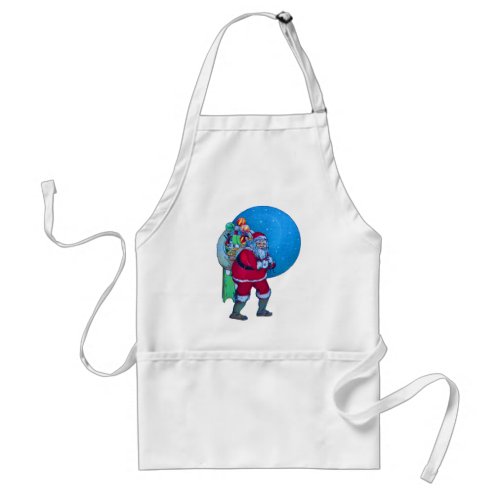 SANTACHRISTMAS GIFT SACK AND TOYS IN STARRY SKY   ADULT APRON
