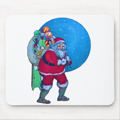 SANTACHRISTMAS GIFT SACK AND TOYS IN STARRY SKY   MOUSE PAD