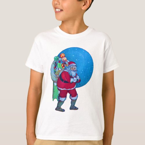 SANTACHRISTMAS GIFT SACK AND TOYS IN STARRY SKY   T_Shirt