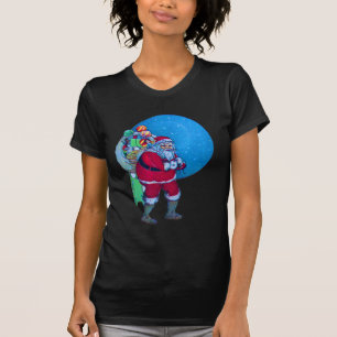 SANTA,CHRISTMAS GIFT SACK AND TOYS IN STARRY SKY T-Shirt