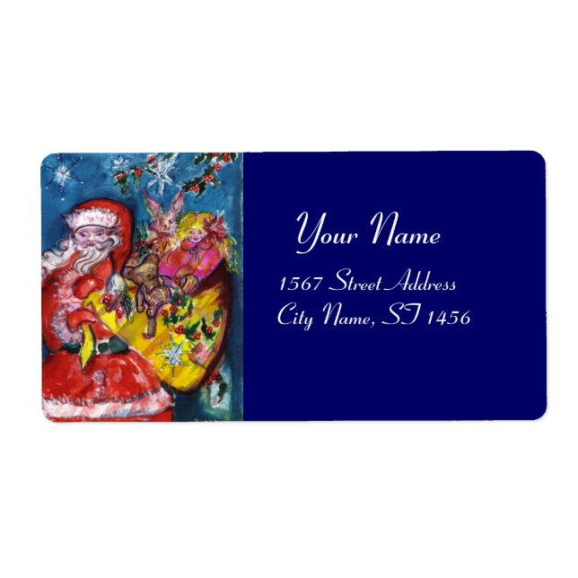 SANTA ,CHRISTMAS GIFT SACK AND TOYS LABEL (Front)