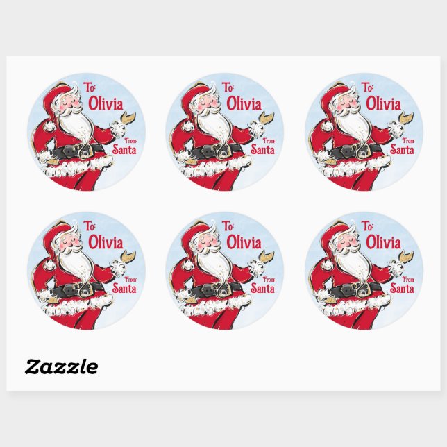 Santa Christmas Gift Tag Stickers From Santa (Sheet)