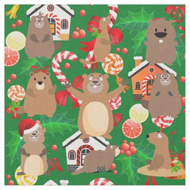 Santa christmas gopher fabric (Close Up)
