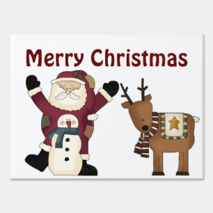 Santa Christmas Greeting Yard Sign