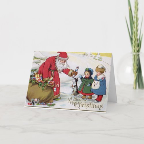 Santa Christmas Greetings Happy New Year Holiday Card