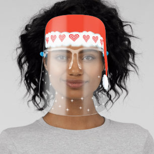 Santa Christmas hat & cute little elf with stars Face Shield