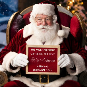 Santa Christmas Holidays Pregnancy Announcement Poster