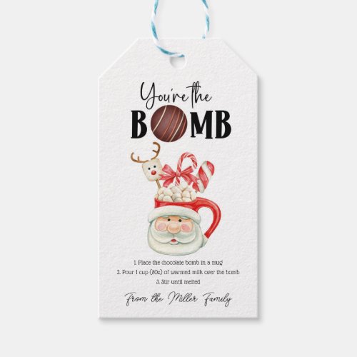 Santa Christmas Hot ChocolateCocoa Bomb Gift Tags