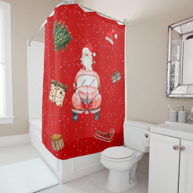 Santa Christmas house Shower Curtain