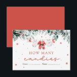 Santa Christmas How Many Candies Baby Shower Game Enclosure Card<br><div class="desc">Add some festive fun to your baby shower with our How Many Candies Christmas Game! This sweet holiday game features a jar filled with colorful candies, and guests must guess how many candies are inside. The person with the closest guess wins a cheerful prize! It’s a fun and interactive way...</div>