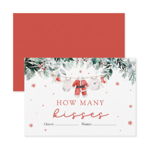 Santa Christmas How Many Kisses Baby Shower Game Enclosure Card