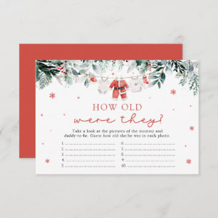 Santa Christmas How Old Were They Baby Shower Game Enclosure Card
