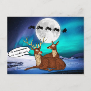 Santa Christmas Jokes Reindeers Bikes Quirky Funny Postcard