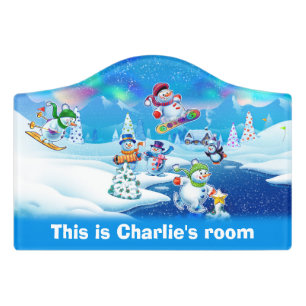 Santa Christmas kid's custom name door sign