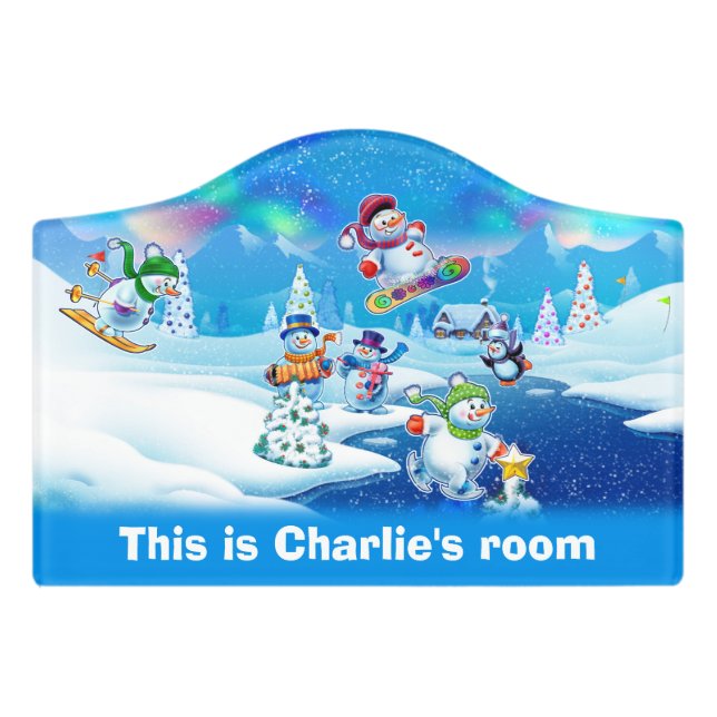 Santa Christmas kid's custom name door sign (Small Crest Front)