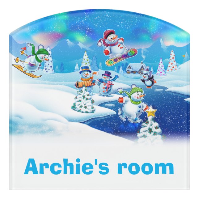 Santa Christmas kid's custom name door sign (Contour Front)