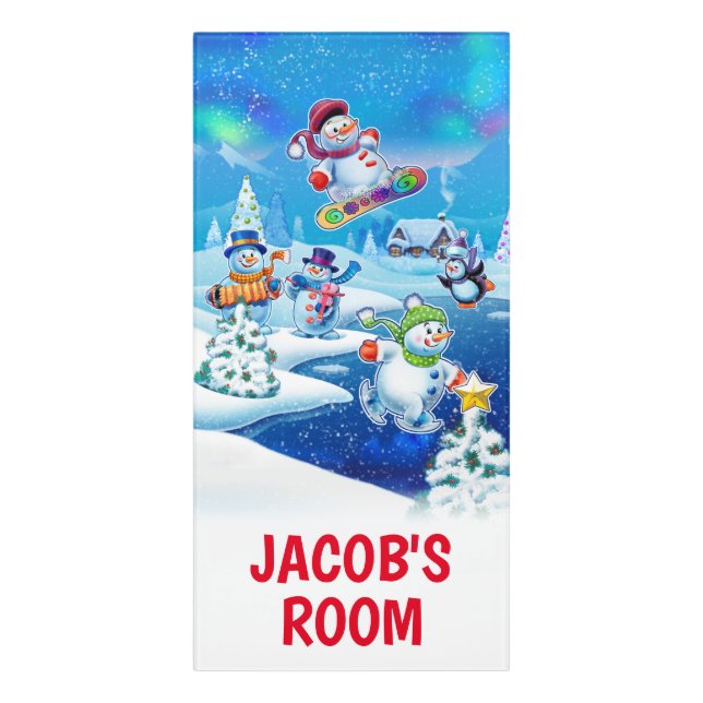 Santa Christmas kid's custom name door sign (Classic Front Vert)