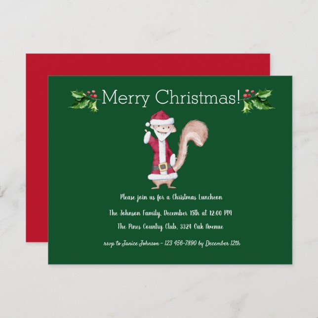 Santa Christmas Luncheon Invitation (Front/Back)