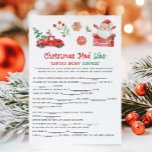 Santa Christmas Mad Libs Game Holiday Card<br><div class="desc">Create silly stories with our Christmas Mad Libs Printable Game! A creative and laugh-out-loud holiday activity.

76SE A</div>