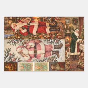 Santa Christmas Masterboard Decoupage Wrapping Paper Sheets