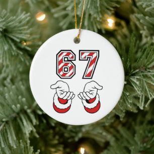 Santa Christmas Meme Six Seven 67 6 7 Holiday Ceramic Ornament