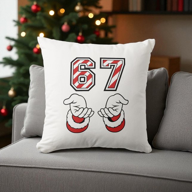 Santa Christmas Meme Six Seven 67 6 7 Holiday Throw Pillow (Creator Uploaded)